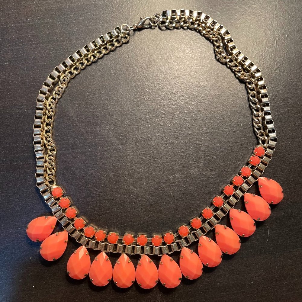 Coral pink statement necklace